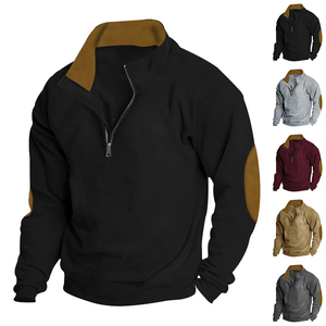 Sudadera de Forro Polar con Cierre de Cremallera para Hombre, Color Sólido, Corte Regular, Cuello Alto, Estilo Casual para Otoño, Mezcla de Poliéster y Algodón - Product Image 2