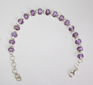 <b>Amethyst</b> Silver Fine Charm <b>Bracelet</b> - Product Image 1