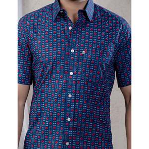 Camisa de Manga Corta para Hombre, Corte Entallado, Casual y de Esmoquin, 100% Algodón, Estampado de Puntos, Estilo Popelina, Diseño ODM - Product Image 2