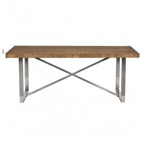 Comedor con patas de metal de diseño moderno de acero inoxidable para sala de estar Comedor y mesa de centro con tapa de madera - Product Image 3