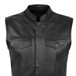 Chaleco de cuero de motorista de invierno para hombre al mejor precio, diseño único de talla grande, nueva moda con decoración de botones, tela de lona superior informal - Product Image 4