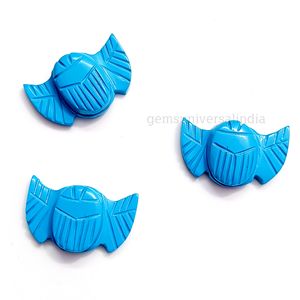Ala turquesa escarabajo tallado cuentas de piedras preciosas azul turquesa escarabajo forma anhelado Briolette para colgante fabricación de joyas egipcias - Product Image 3