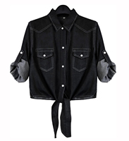 Nouvelle veste en jean pour femme Hit couleur vestes revers manches longues Patchwork simple boutonnage culture femmes Denim