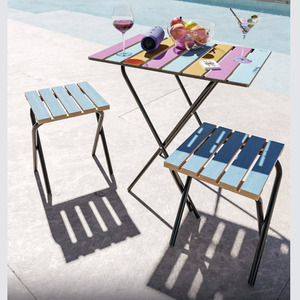 Ensemble de bistro de jardin d'extérieur au design moderne bon marché chaise de meuble de patio table modulaire emballée de courrier pour la cuisine d'hôtel dans la cour - Product Image 1