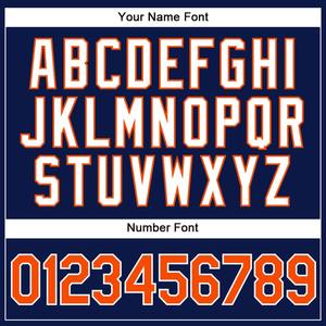 Custom Navy White Pinstripe Orange-White Camiseta de béisbol auténtica - Product Image 5