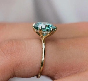 แหวนหมั้นเพชรโมอิสสเตอริงสเตอริงสีฟ้าทรงกลมแหวนฮิปฮอปที่ปรับแต่งได้สวยงามและเครื่องประดับเพชรอื่นๆ - Product Image 1