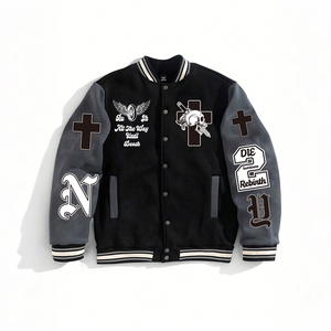 Veste de baseball varsity pour homme, sur mesure OEM, en chenille d'automne, avec broderies de lettres, col montant, imperméable, coupe-vent, respirante - Product Image 1