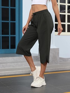 Women Casual Cropped Capris Cargo Pants Outdoor Lightweight Capris Yoga Flared Pants Breathable Quality <b>Sweatpants</b> - Product Image 4