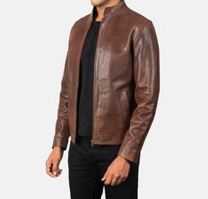 High Selling Men Leather <b>Jacket</b> Real Cow Leather Vintage Biker Style Warm <b>Lined</b> Zipper Winter Genuine Leather <b>Jacket</b> - Product Image 2