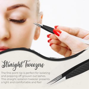 Ensemble de 3 pinces à cils en acier inoxydable personnalisées pour cils incurvés et droits par Vaslcare - Product Image 4