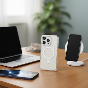 Étui de téléphone portable antichoc avec anneau magnétique en aluminium, design métallique, protection de caméra intégrée, compatible sans fil - Product Image 1