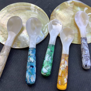 Magnifique cuillère en coquillage, artisanale en nacre |   Finition scintillante premium - Product Image 1