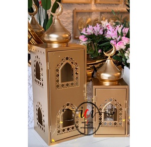 Lanterne de sol élégante au fini gris Design unique pour le Ramadan Eid Hajj Festival Vaisselle décorative pour la décoration de table - Product Image 6