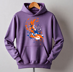<span class=keywords><strong>Felpa</strong></span> con Cappuccio Stampata Happy Holi Unisex, Pullover in Cotone Viola, <span class=keywords><strong>Felpa</strong></span> Casual Primaverile con Tasca Frontale - Product Image 5