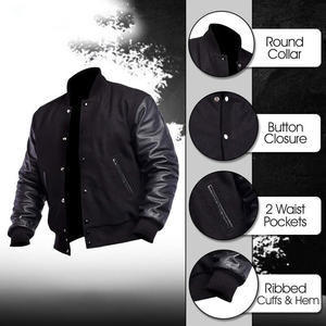 Men Varsity Jacket Regular Sleeves with <b>Button</b> Closure Trendy College Style Casual Jacket for Everyday Wear - Product Image 5