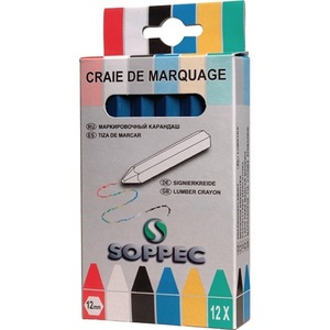 Craie de marquage bleue non peinte SOPPEC, boîte de 12 craies - Product Image 1