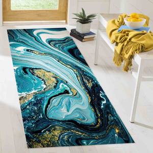 Alfombra Moderna Abstracta con Detalles Dorados y Mármol Azul: Alfombra Impresa, Alfombra de Chenilla - Product Image 4