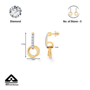 Pendientes colgantes Orbito de oro amarillo con diamantes - Product Image 5