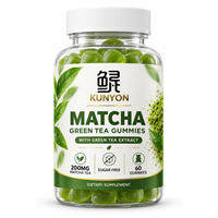Gummies au thé vert matcha KUNYON sans sucre, complément alimentaire pour la digestion et le soutien immunitaire, 60 gummies, OEM ODM
