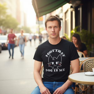 Collezione di T-shirt promozionali Boykisser, design bianco 'I Got That Dog in Me' con Catkisser - Product Image 2