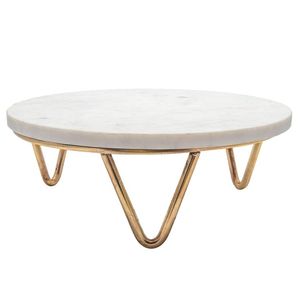 Elégant support à gâteau rond en laiton et marbre Idéal pour les mariages, les centres de villégiature et les événements - Product Image 4
