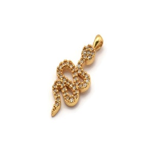 Breloque Serpent Plaqué Or avec Zircon Cubique Pavé, Pendentif Serpent, Fabrication de Bijoux, Vente en Gros, Perles Libres, Matériel Métallique - Product Image 2