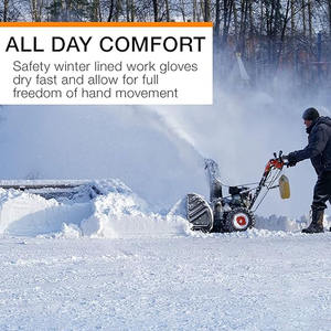 Guantes de Trabajo de Invierno de la Mejor Calidad, Guantes de Mecánico de Cuero Sintético Negro Gris para Clima Frío, Luz LED para Trabajo de Tráfico - Product Image 3