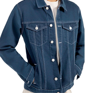Veste en jean pour homme bleu foncé élégante 2026, col montant, couture blanche, hiver, séchage rapide, respirante, de haute qualité - Product Image 2