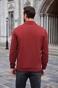 Sudadera con media cremallera para hombre, jersey con cremallera de cuarto, sudadera de polo informal de manga larga, suéteres de cuello simulado ajustados con bolsillos - Product Image 3