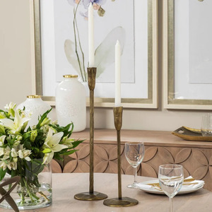 Candelabros cónicos de aluminio de trabajo martillado acabado plateado para el hogar sala de estar Mesa decorativa vela cónica - Product Image 5