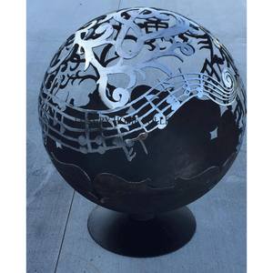 Modern sleek metal <b>fire</b> <b>pit</b> with matte black powder coating and firewood storage for elegant outdoor heating solutions - Product Image 6