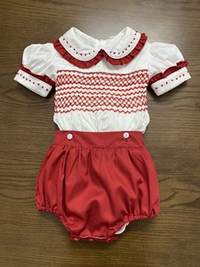 Christmas Collection Smocked Boy Suits Peter Pan <strong>Collar</strong> OEM ODM Children <strong>Dress</strong>/ Spanish <strong>Dress</strong>/ Smock <strong>Dress</strong> Hot Sale 2024