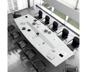 Mesa <span class=keywords><strong>de</strong></span> Conferencia <span class=keywords><strong>de</strong></span> Oficina <span class=keywords><strong>de</strong></span> Diseño Moderno con Instalación <span class=keywords><strong>de</strong></span> Enchufes Eléctricos a Medida, Diseño Curvo Superior, <span class=keywords><strong>Piedra</strong></span> <span class=keywords><strong>Artificial</strong></span>, Mármol - Product Image 6