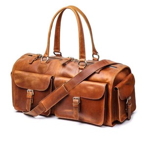 Bolsas de lona para hombres y mujeres de cuero completo para viajar durante la noche bolsas de fin de semana bolsa de lona deportiva para gimnasio - Product Image 1