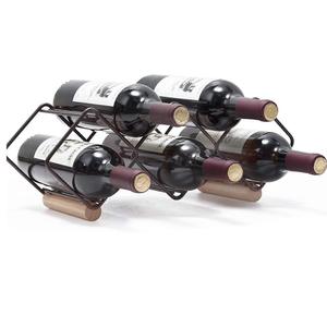 Estante de mesa para vino 5 8 portabotellas hierro negro blanco independiente moderno Alambre de celosía de Metal Almacenamiento de vino negro para el hogar - Product Image 2