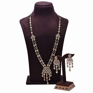 Vente en gros Ensemble de bijoux longs en or 3 tons, Ensemble de bijoux Indo-Western 3 tons de dinde, Colliers de mode, Ensemble de bijoux en laiton tricolore. - Product Image 1