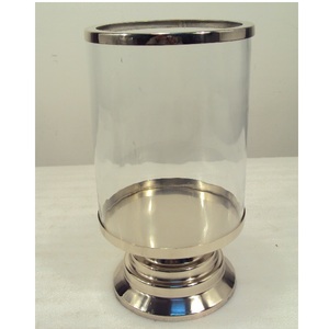 <b>Large</b> Clear Glass Hurricanes <b>Candle</b> Holder With Aluminium Stand for Home Decorative Party Christmas Table Decor - Product Image 1