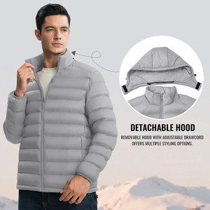 Vestes matelassées pour hommes personnalisables Respirantes Capuche Fermeture éclair Broderie Décoration Teinture unie Toutes les couleurs Veste pour hommes - Product Image 4