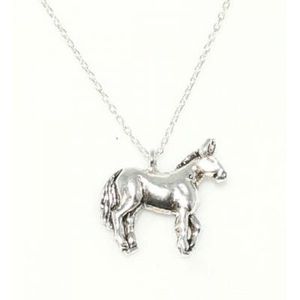 Collier en argent sterling 925 avec motif cheval, plaqué rhodium, perle d'eau douce tendance, zircon et chaînes en or rose - Product Image 1