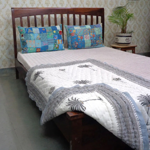 Edredón de algodón orgánico más vendido para niños pequeños, bloque hecho a mano, diseño de palmera impreso, fábrica suave directa del fabricante indio - Product Image 4