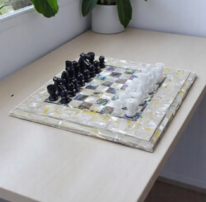 Tablero de Ajedrez Cuadrado de Mármol Blanco, Diseño Tallado a Mano, Piedra Semipreciosa, Juego de Ajedrez de la Mejor Calidad, Precios al por Mayor - Product Image 2