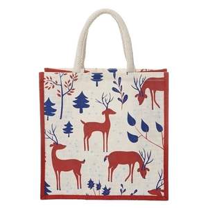 Sac à Main Réutilisable en Toile de Jute avec Impression Personnalisée de Logo Sublimation Sac Cadeau Portable en Jute Sac Fourre-Tout en Lin Rétro Imperméable pour Femmes - Product Image 1