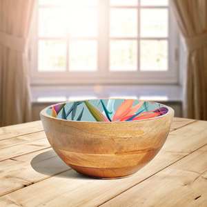 Grand bol de service moderne et profond, poli, écologique et viking, plateau en bois naturel pour service de salade de mariage durable en bois de manguier - Product Image 2