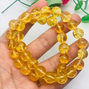 Quartz naturel poli de qualité supérieure Citrine cristal amour Bracelet perle en vrac pierres précieuses élastique bijoux porter hommes femmes - Product Image 3