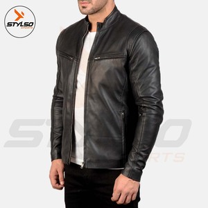 Men's Leather Jacket for Biker <b>Distressed</b> Genuine Lambskin <b>Top</b> Quality Material Wholesale Price - Product Image 2