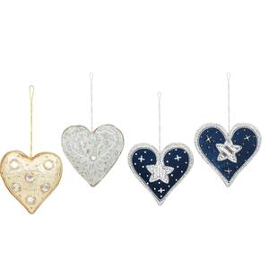 Pendentif en zari de designer avec des perles et des pierres |   Embellissement de vêtements et décoration festive, pompon en tissu de luxe en forme de cœur - Product Image 2