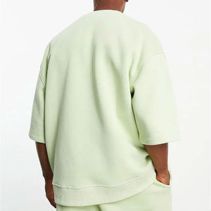 T-shirt à manches courtes 100% coton pour hommes personnalisés côtelés col rond surdimensionné écologique respirant 240g tissu - Product Image 2