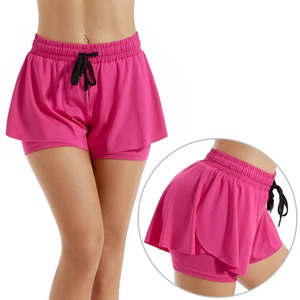 Jupe-short de sport taille haute pour femme, respirante, imperméable, écologique, avec short de compression intégré, effet délavé - Product Image 1