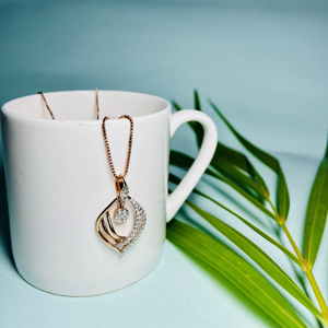 Stylish 14k rose gold natural diamond pendant round brilliant cut H I color GGL certified SI3 I1 clarity factory supplier - Product Image 1