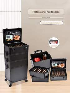 Mallette cosmétique chariot 4-en-1 mallette <span class=keywords><strong>de</strong></span> maquillage grande avec roues <span class=keywords><strong>valise</strong></span> <span class=keywords><strong>de</strong></span> <span class=keywords><strong>coiffure</strong></span> <span class=keywords><strong>de</strong></span> beauté en aluminium - Product Image 5